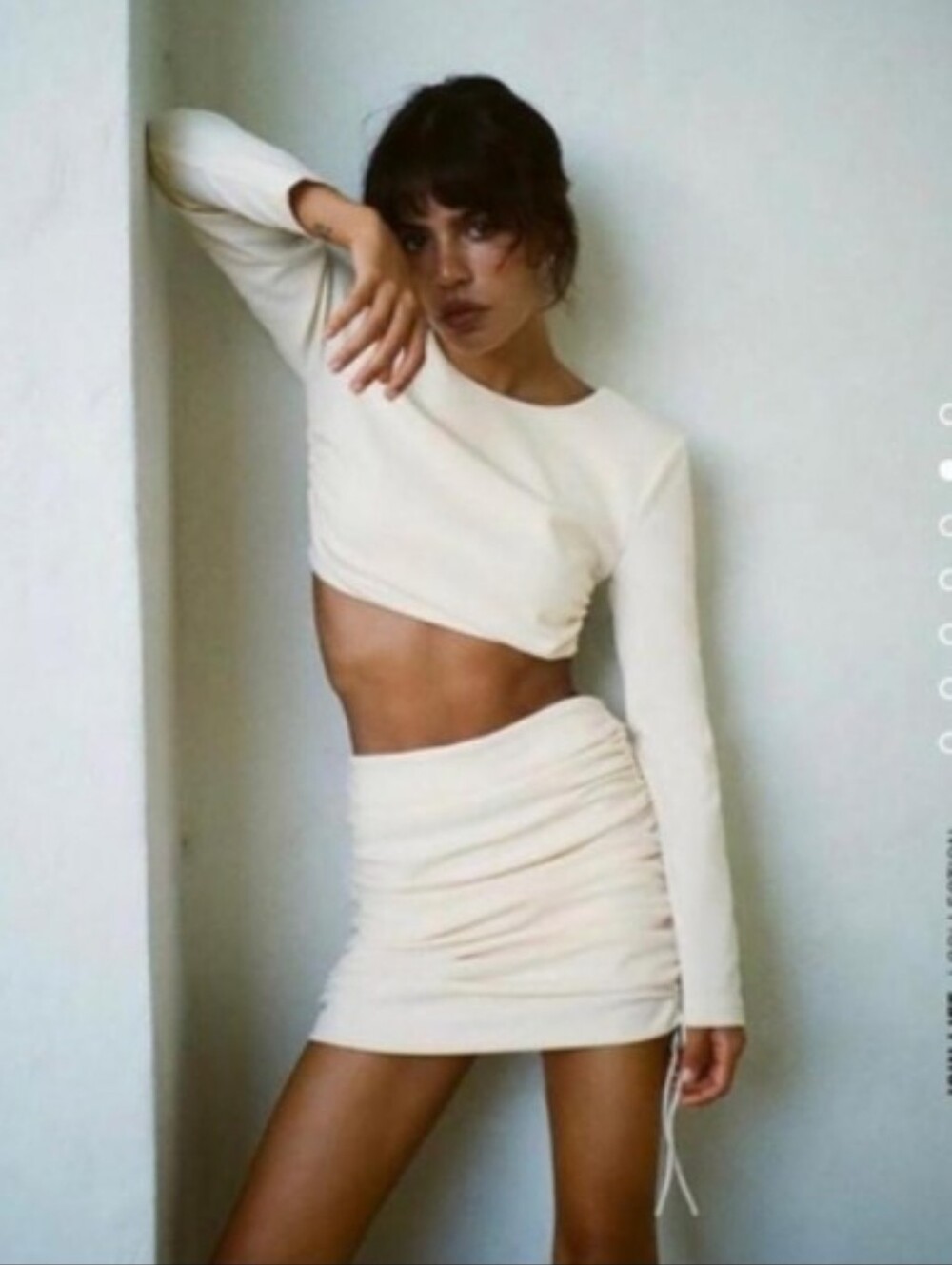 NWT ZARA Small Cream Ruched Drawstring Mini Skirt